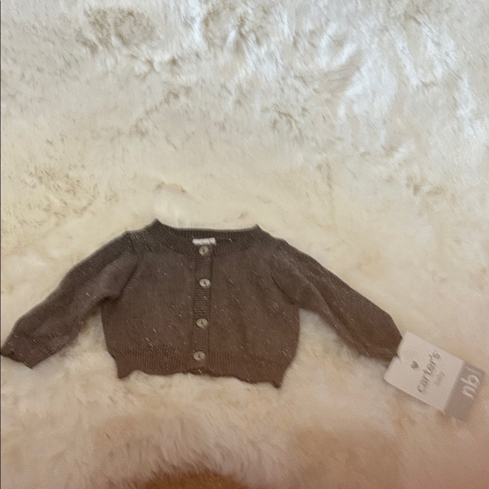 Carter's gray long sleeve Button-Up Cardigan with metallic sparkle